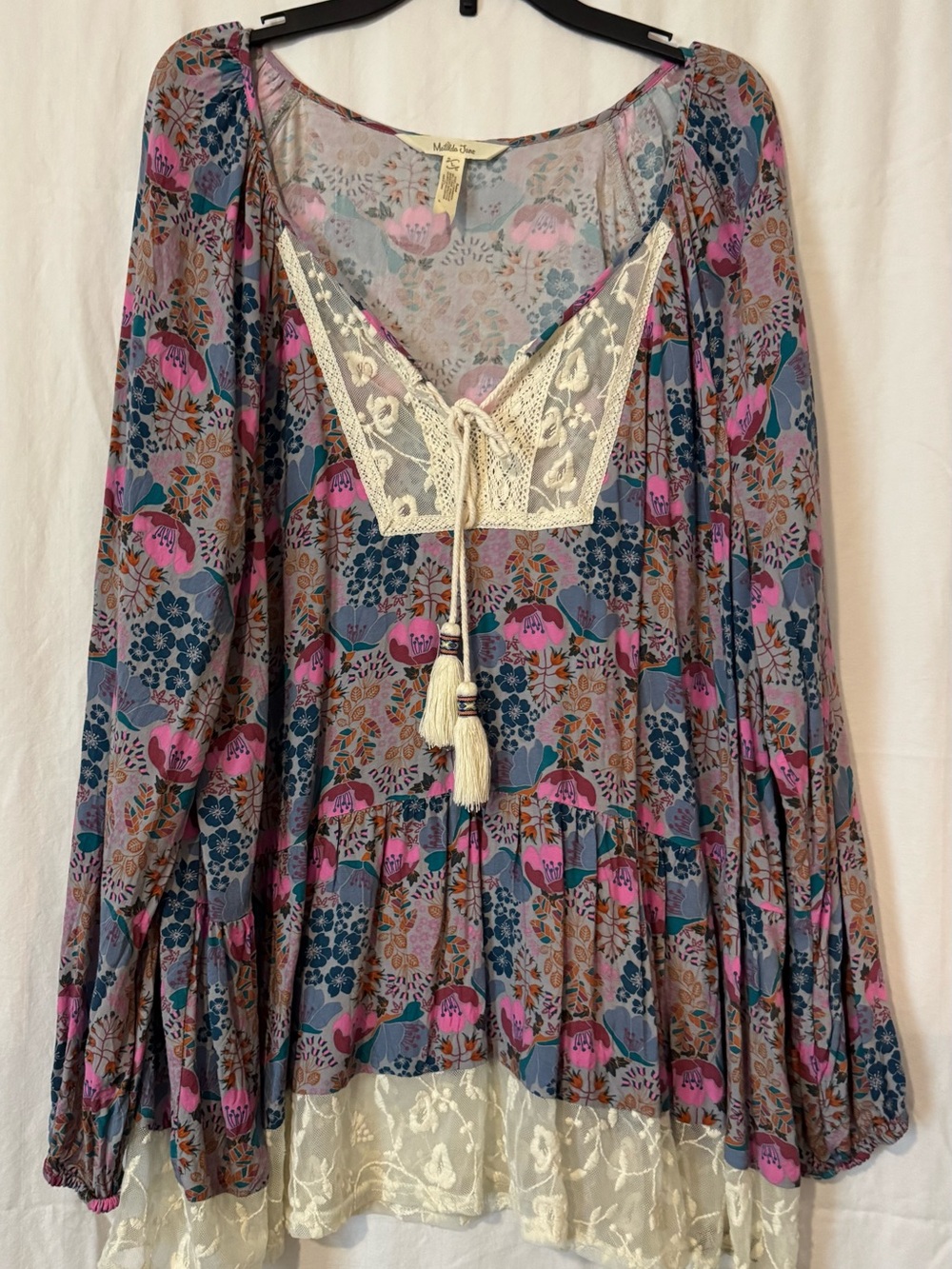 Matilda Jane Boho Floral Lace Peasant Top – Size Large